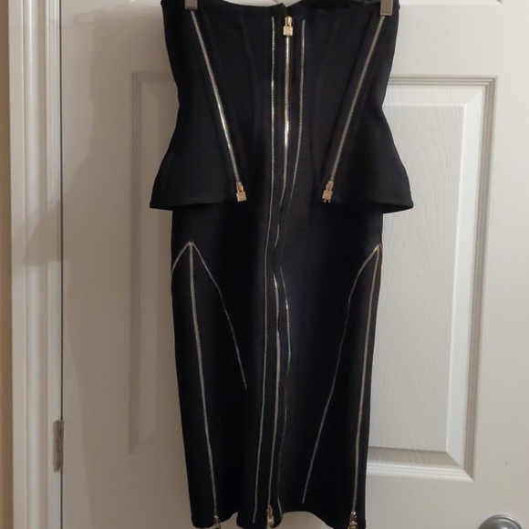 Herve Leger Black Strapless Dress - Picture 5 of 8